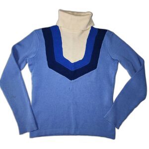 Vintage 70's Elho Sportswear International Blue Turtleneck Sweater Size S